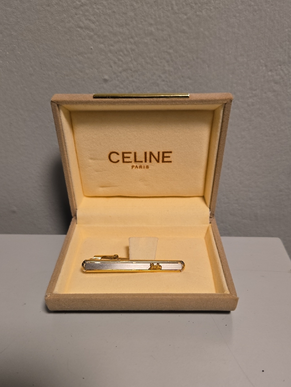 Celine Gold and Silver Slim Tie Clip